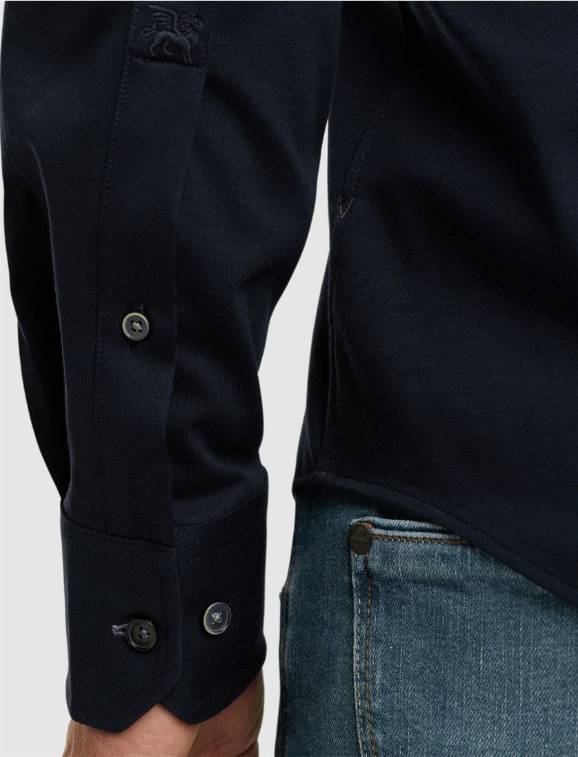 Vanguard overhemd donkerblauw effen normale fit