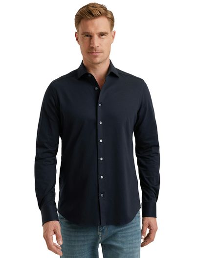 Vanguard Vanguard overhemd donkerblauw Pique Solid Soft Jersey