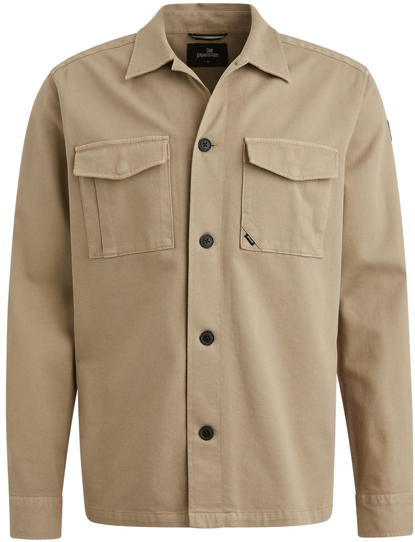 Vanguard katoenen overshirt beige effen normale fit