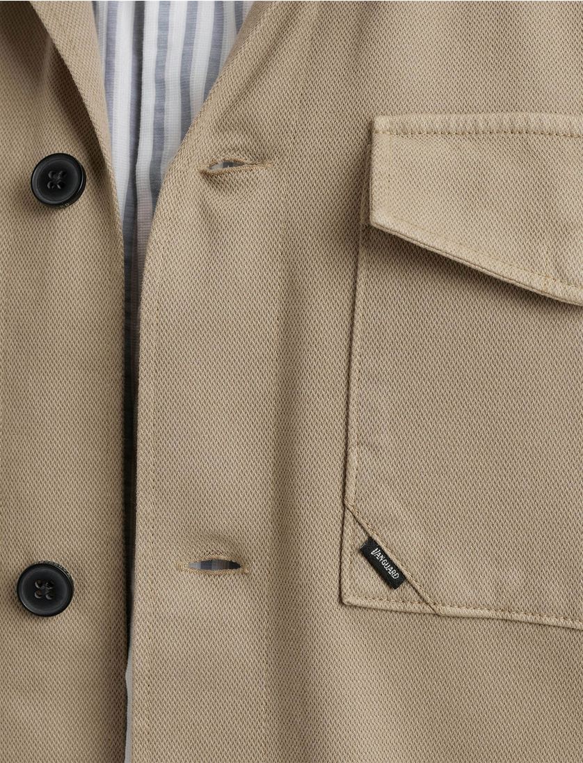 Vanguard katoenen overshirt beige effen normale fit