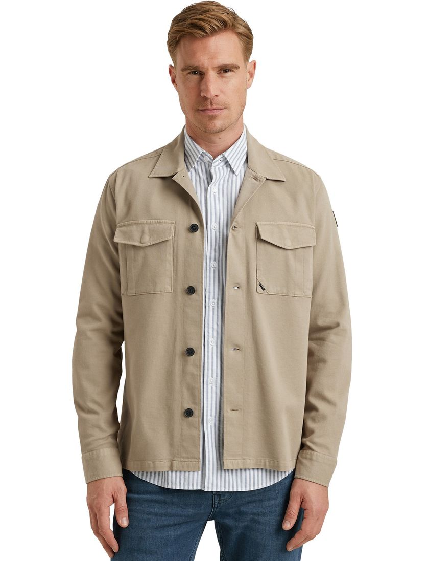 Vanguard katoenen overshirt beige effen normale fit