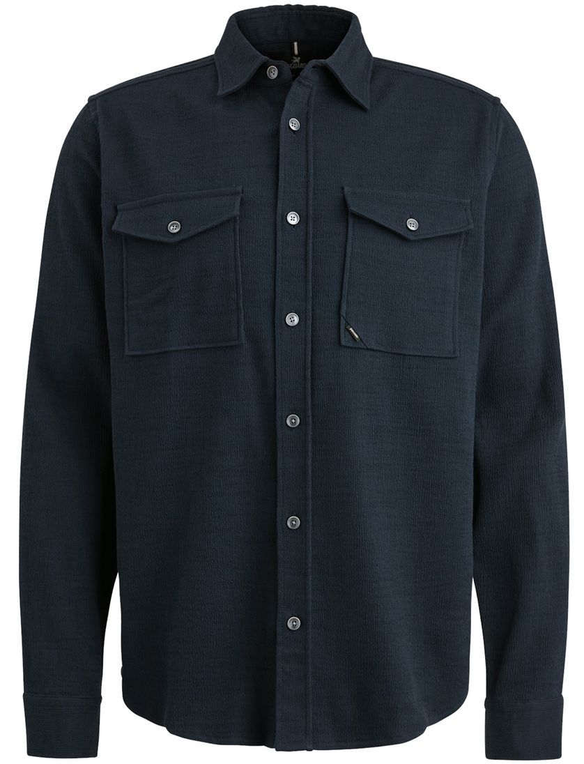 Vanguard overshirt donkerblauw effen normale fit