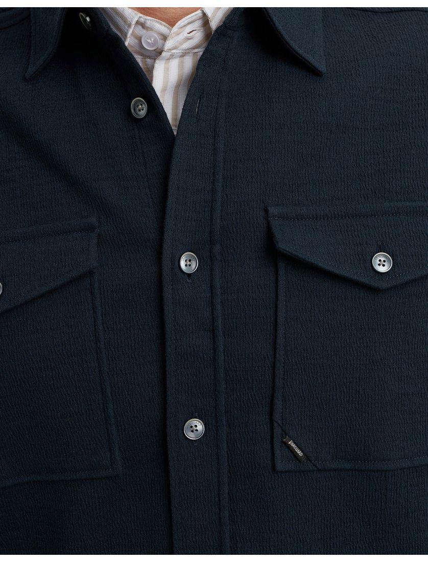 Vanguard overshirt donkerblauw effen normale fit