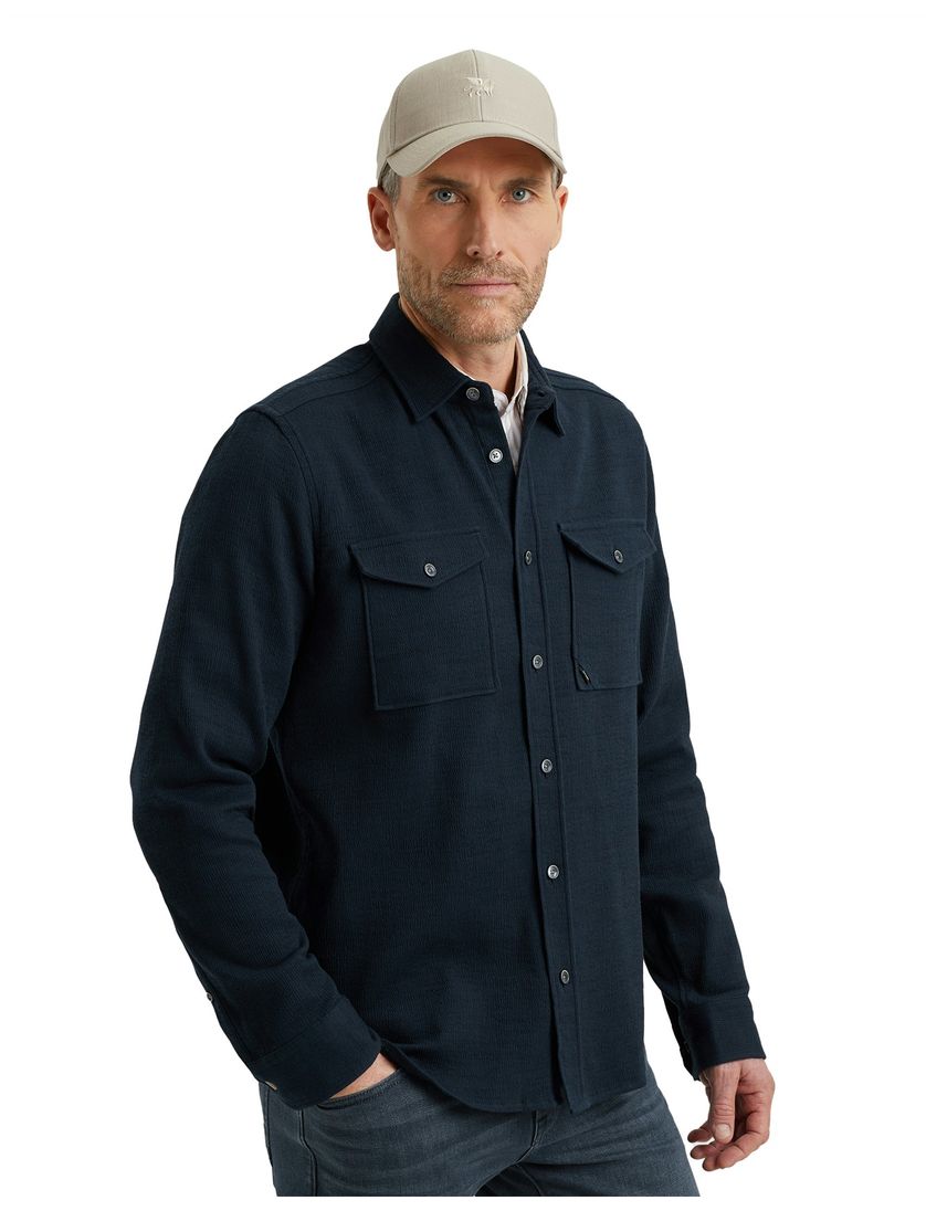 Vanguard overshirt donkerblauw effen normale fit