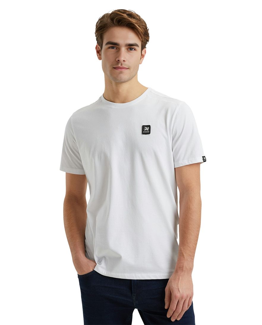 Vanguard t-shirt wit effen normale fit katoen