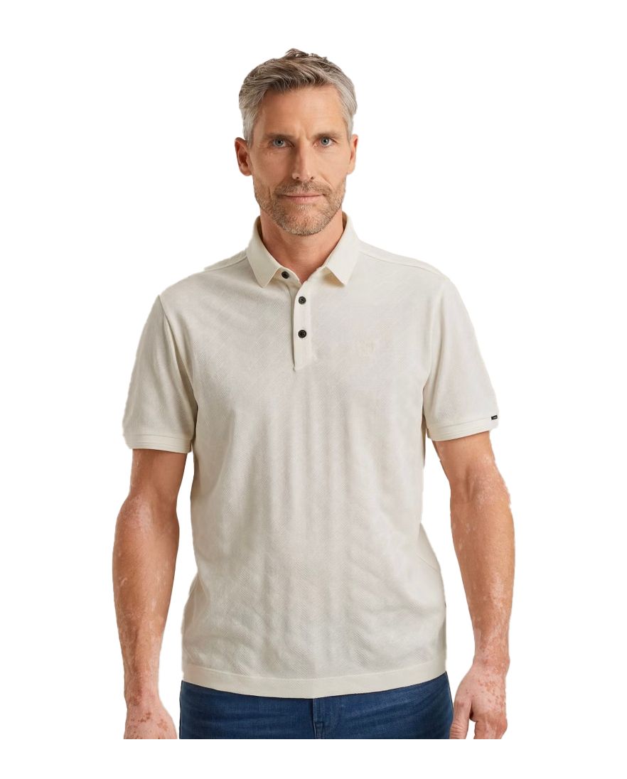 Vanguard licht gebreide polo crème effen