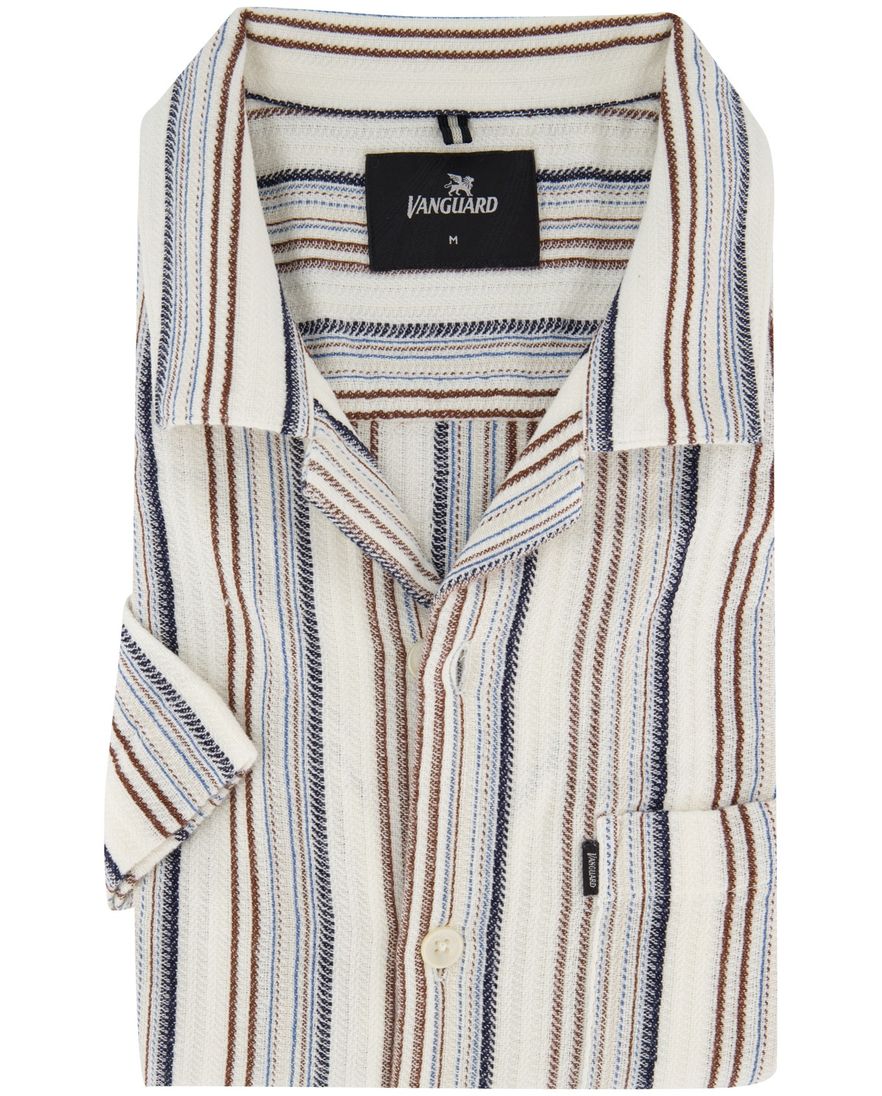Vanguard overhemd casual korte mouw creme katoen