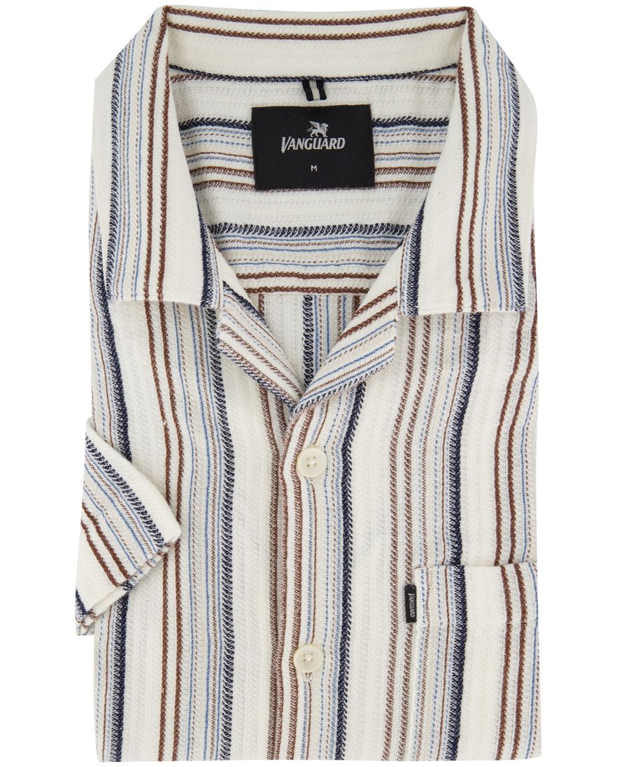 Vanguard overhemd casual korte mouw creme katoen