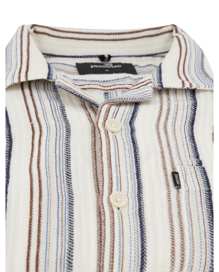 Vanguard overhemd casual korte mouw creme katoen
