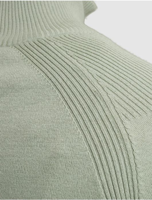 Cast Iron half zip trui groen effen