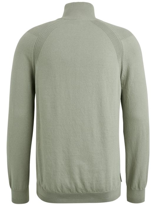 Cast Iron half zip trui groen effen