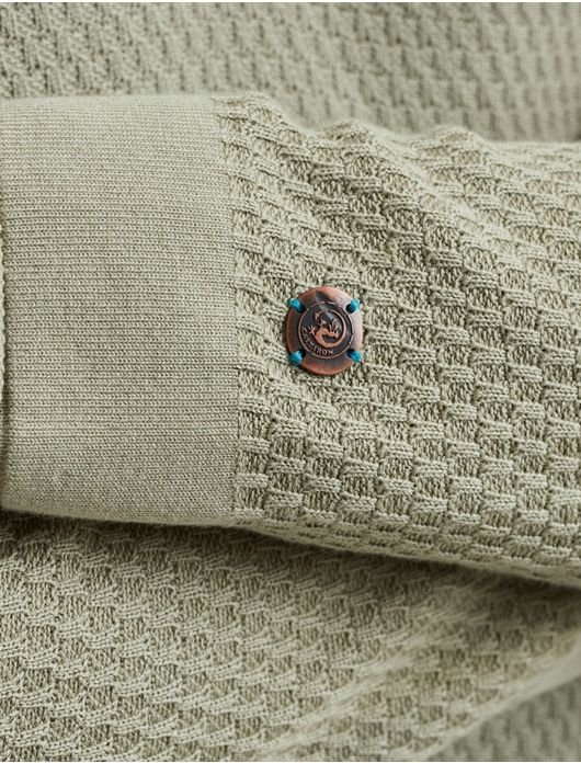 Cast Iron half zip polo gebreid groen