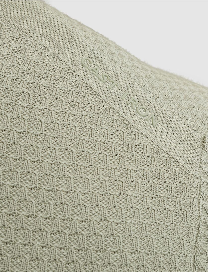 Cast Iron half zip polo gebreid groen slim fit katoen