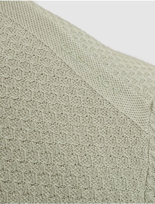 Cast Iron half zip polo gebreid groen