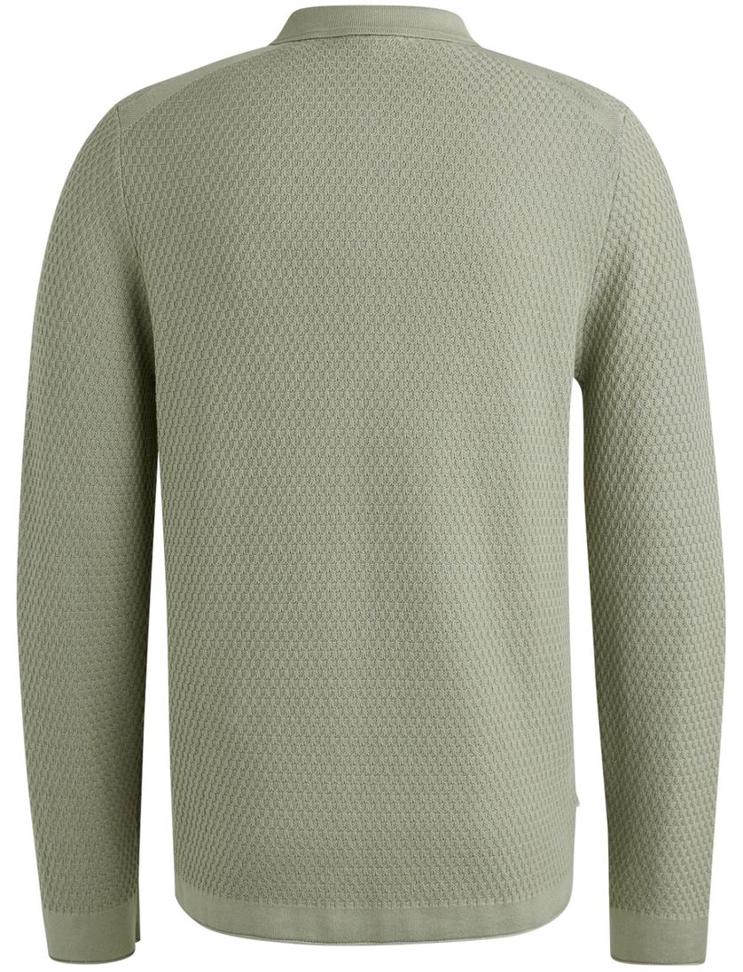 Cast Iron half zip polo gebreid groen slim fit katoen