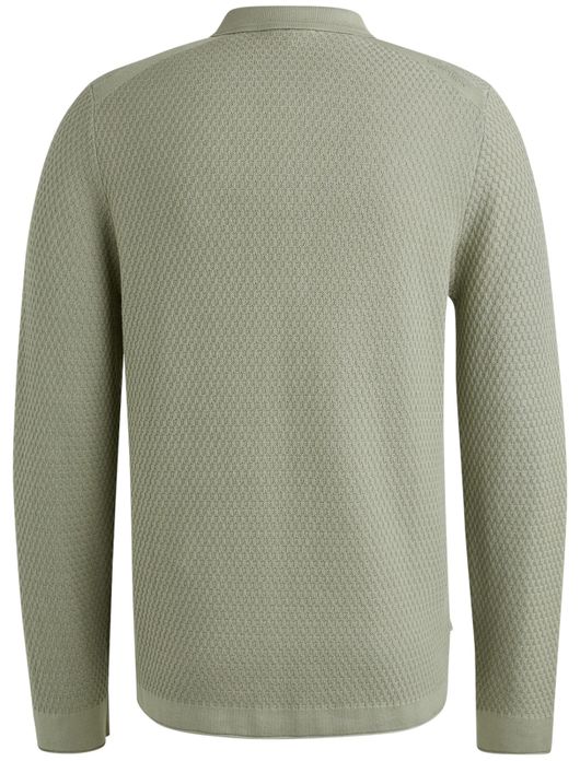 Cast Iron half zip polo gebreid groen