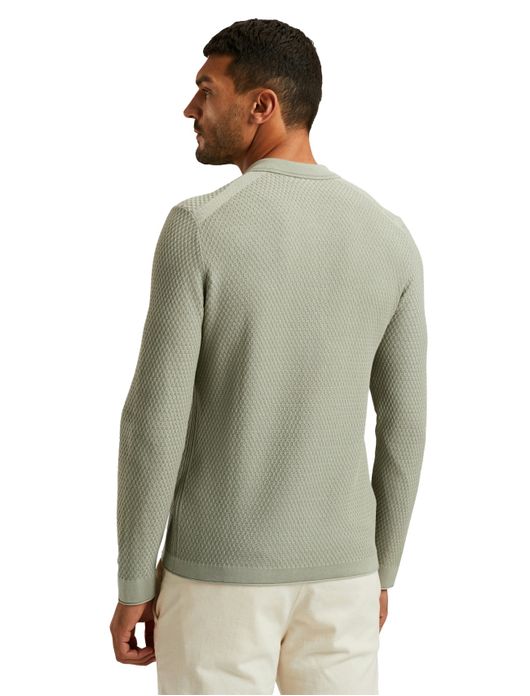 Cast Iron half zip polo gebreid groen