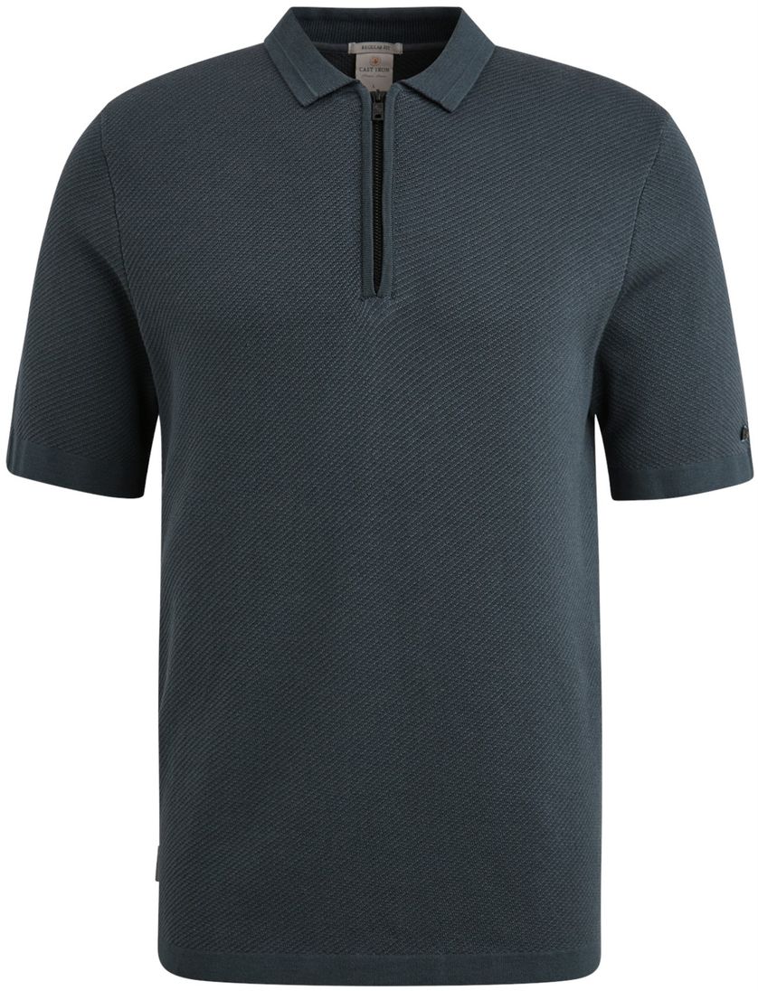 Polo Cast Iron korte mouw donkerblauw gebreid normale fit