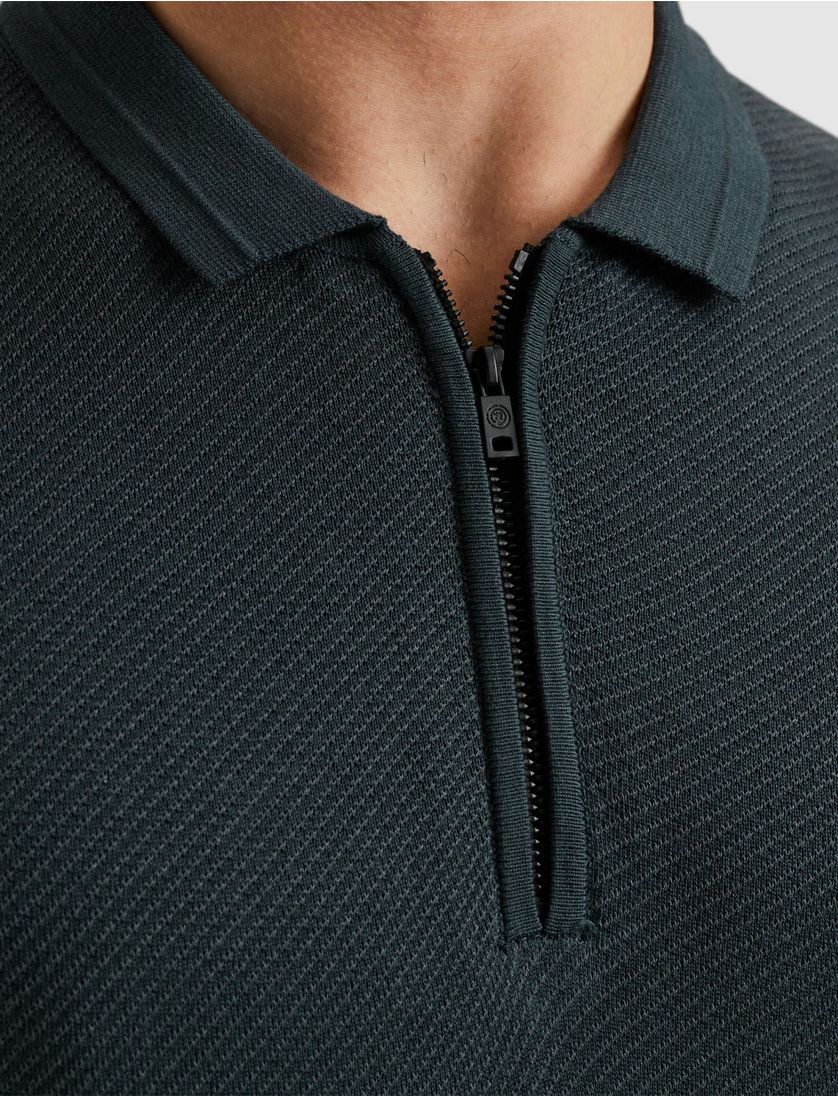 Polo Cast Iron korte mouw donkerblauw gebreid normale fit