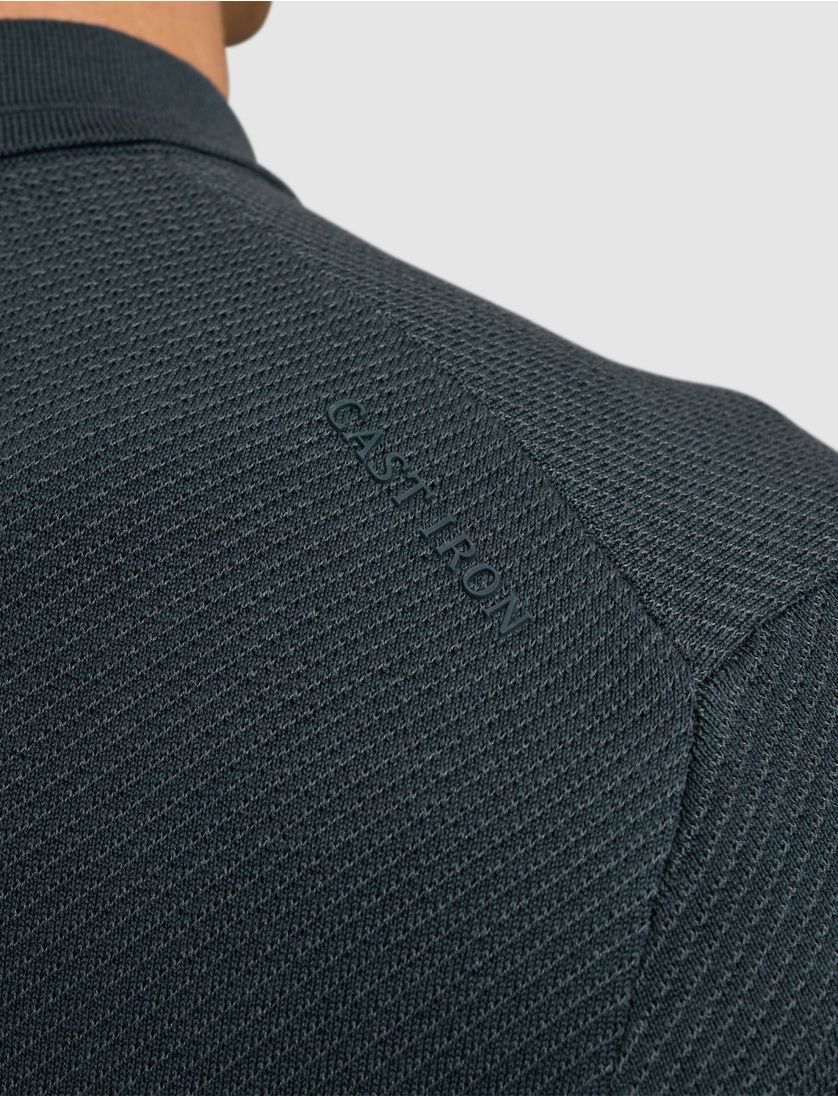 Polo Cast Iron korte mouw donkerblauw gebreid normale fit