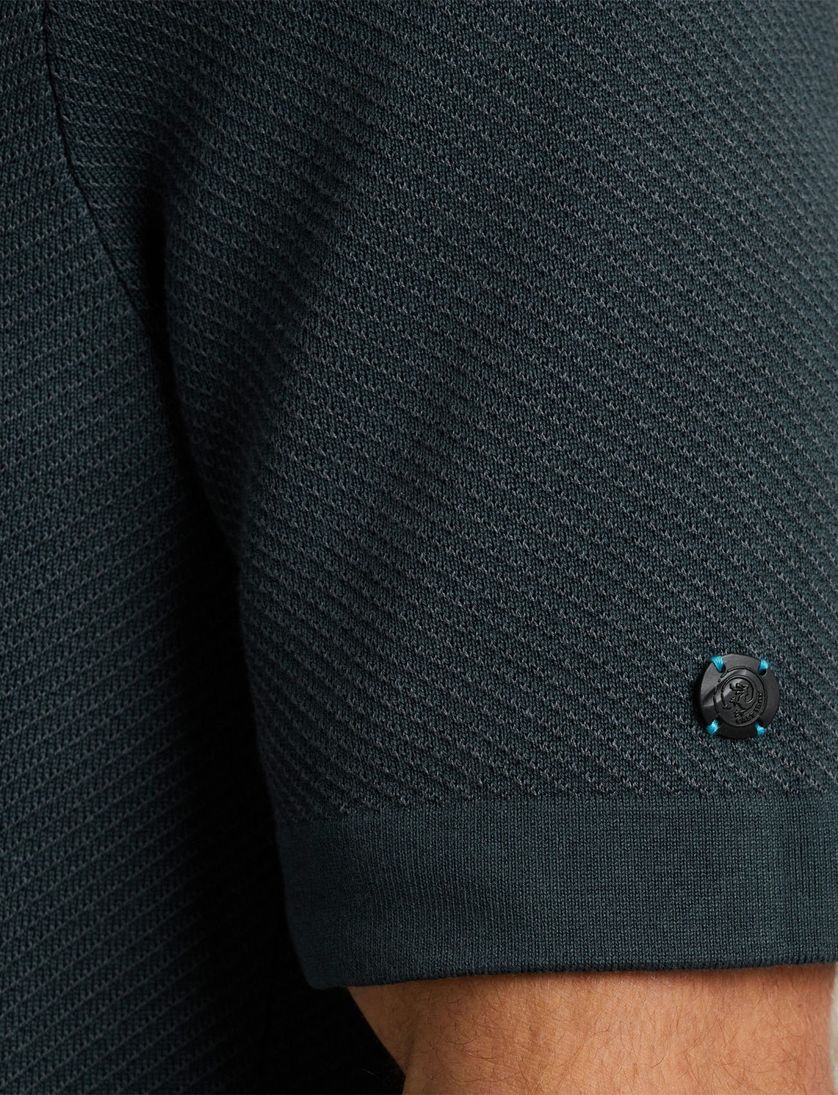 Polo Cast Iron korte mouw donkerblauw gebreid normale fit