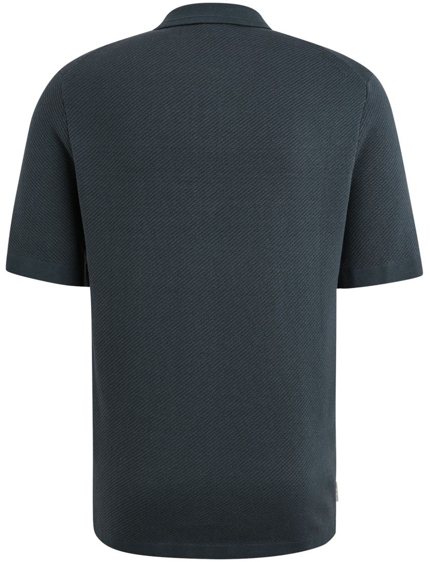 Polo Cast Iron korte mouw donkerblauw gebreid normale fit