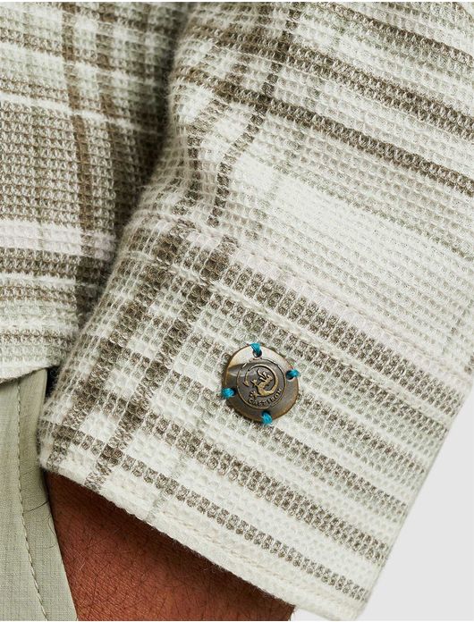 Cast Iron overshirt beige geruit katoen