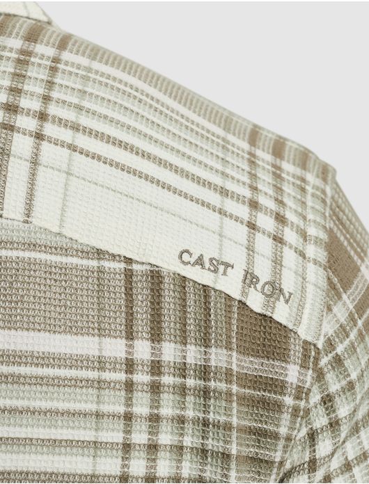 Cast Iron overshirt beige geruit katoen