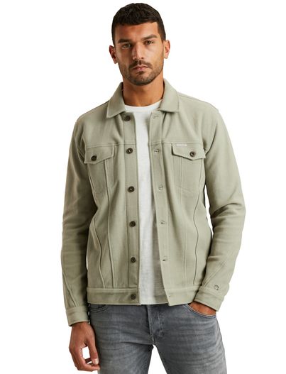 Cast Iron Cast Iron overshirt effen groen katoen slim fit