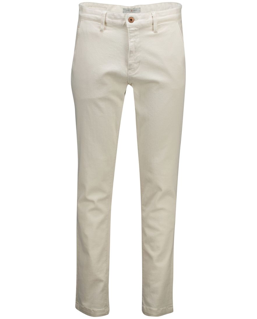 Cast Iron chino crème effen Shiftback normale fit katoen