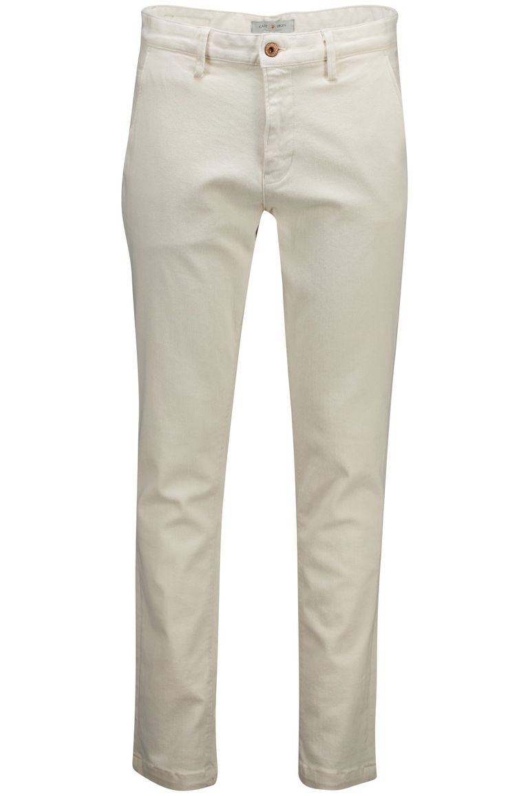 Cast Iron chino crème effen Shiftback normale fit katoen