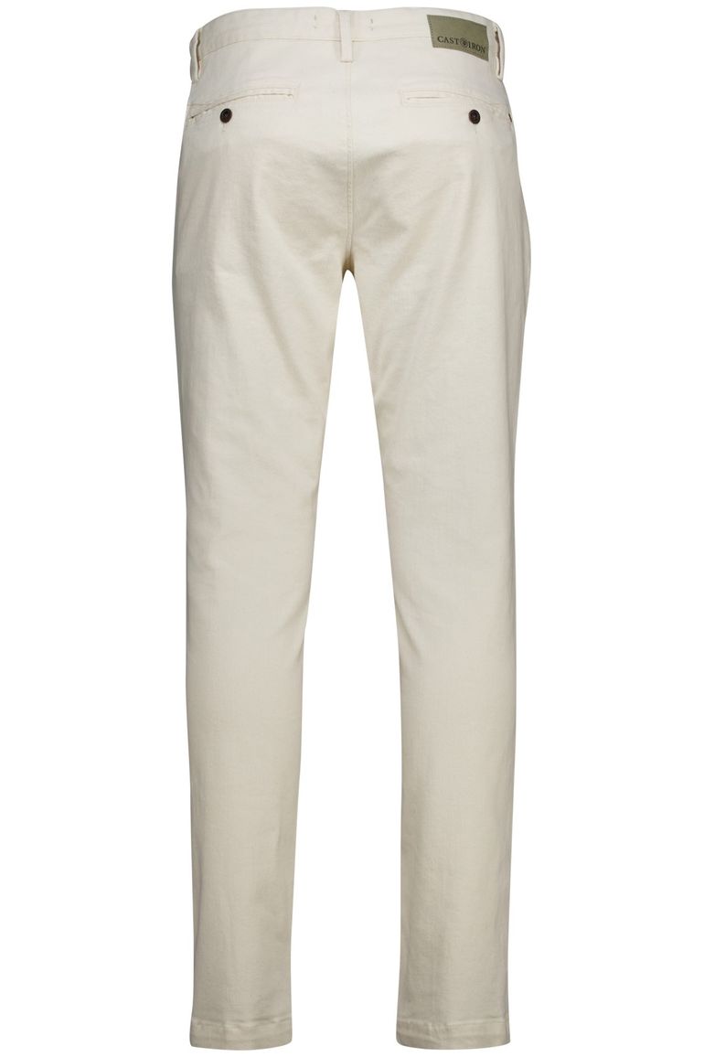 Cast Iron chino crème effen Shiftback normale fit katoen