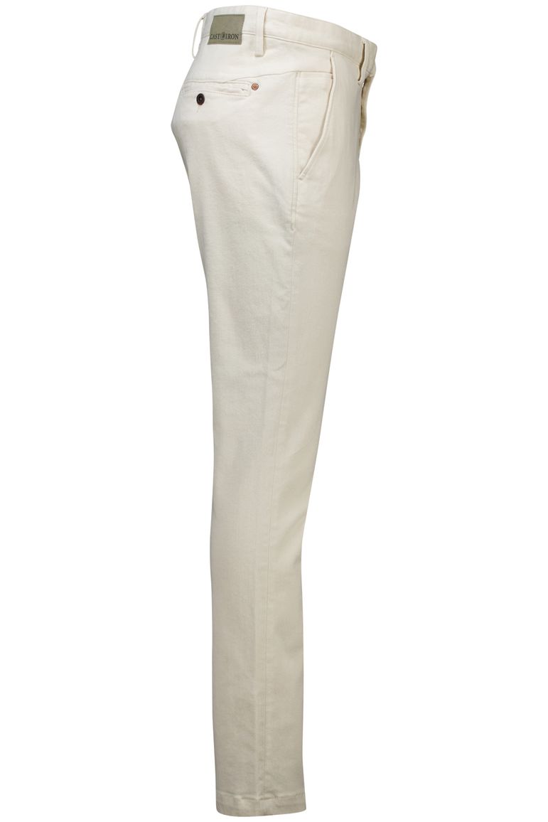 Cast Iron chino crème effen Shiftback normale fit katoen