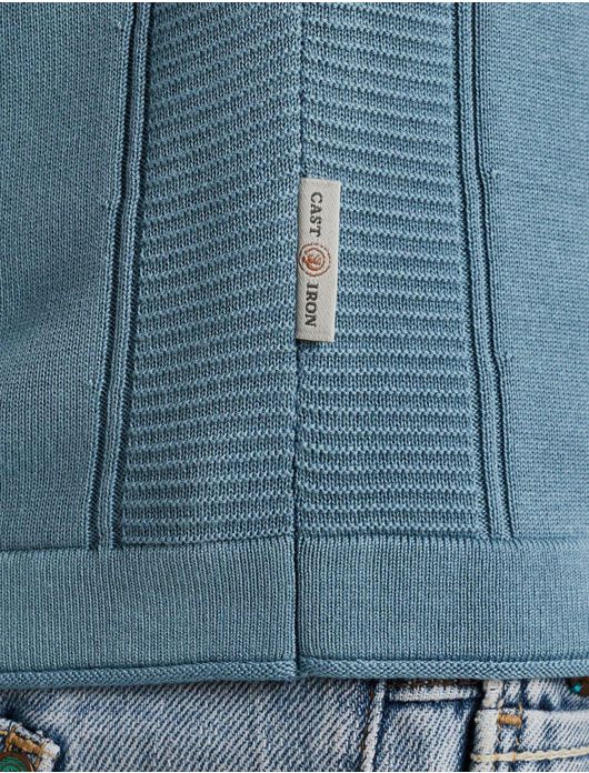 Cast Iron polo blauw effen Cotton Modal