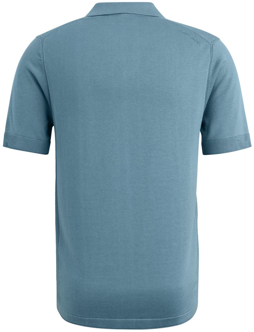 Cast Iron polo effen blauw katoen normale fit