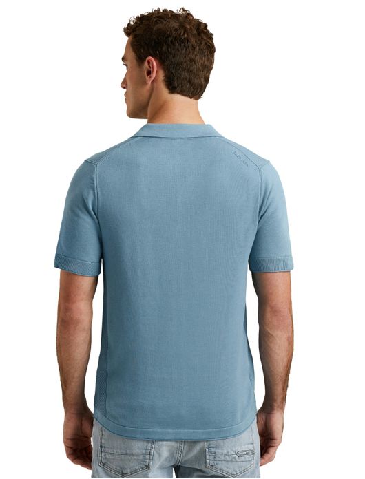 Cast Iron polo blauw effen Cotton Modal