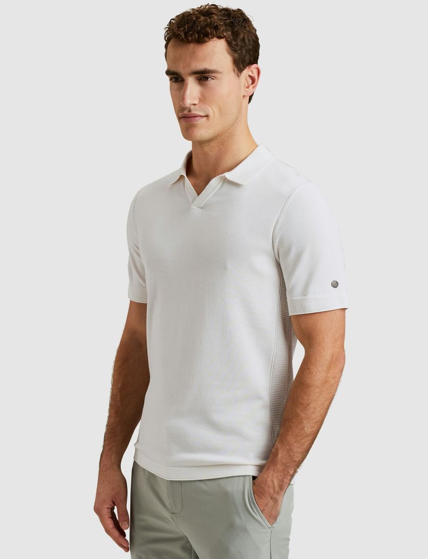 Cast Iron Short wit polo effen katoen normale fit