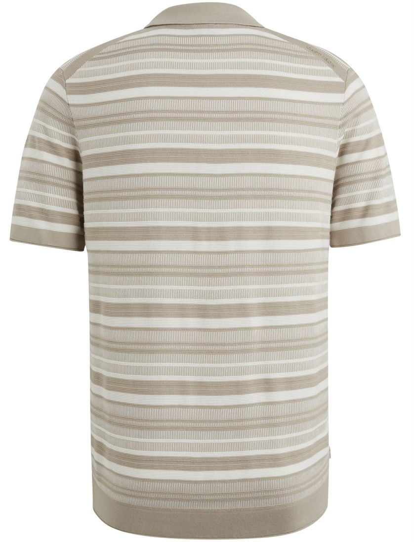 Cast Iron polo beige gestreept normale fit katoen