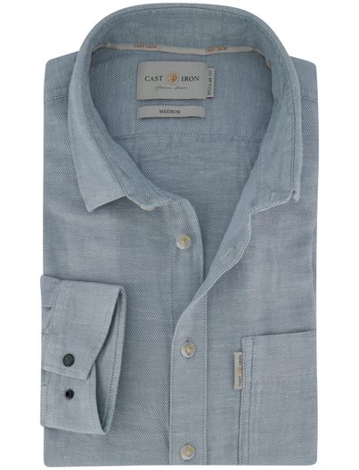 Cast Iron Cast Iron overhemd blauw gemeleerd borstzak