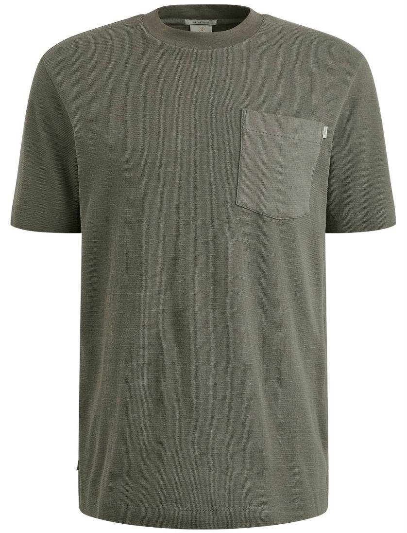 T-shirt Cast Iron ronde hals grijs korte mouw