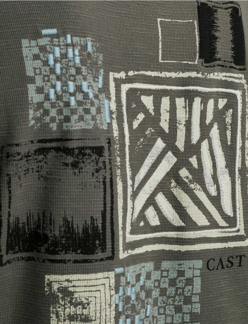 T-shirt Cast Iron ronde hals grijs korte mouw