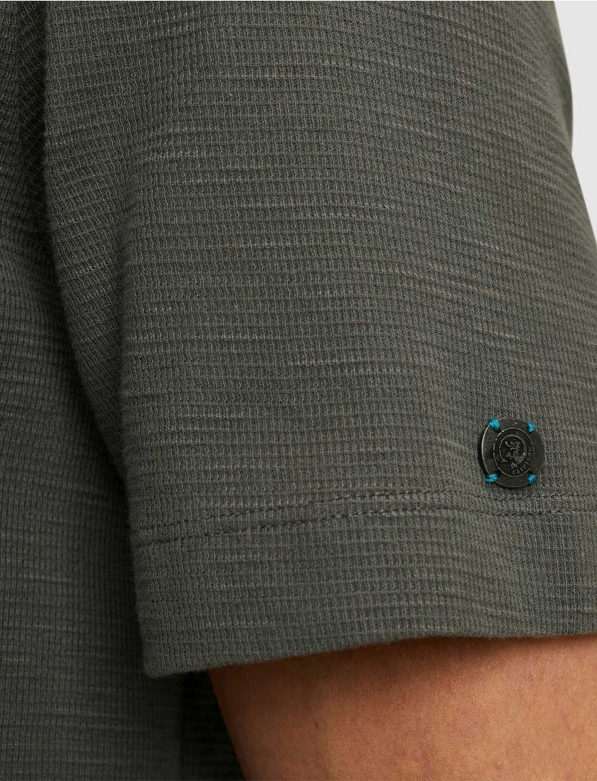 T-shirt Cast Iron ronde hals grijs korte mouw