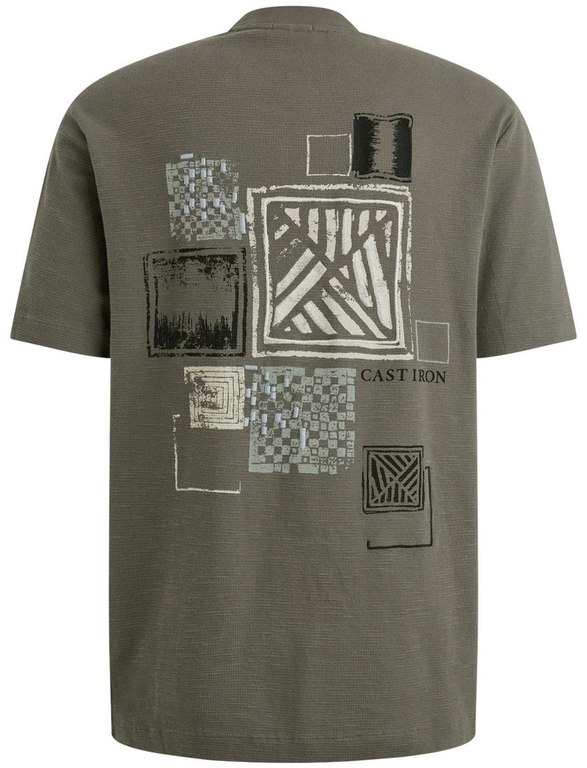 T-shirt Cast Iron ronde hals grijs korte mouw