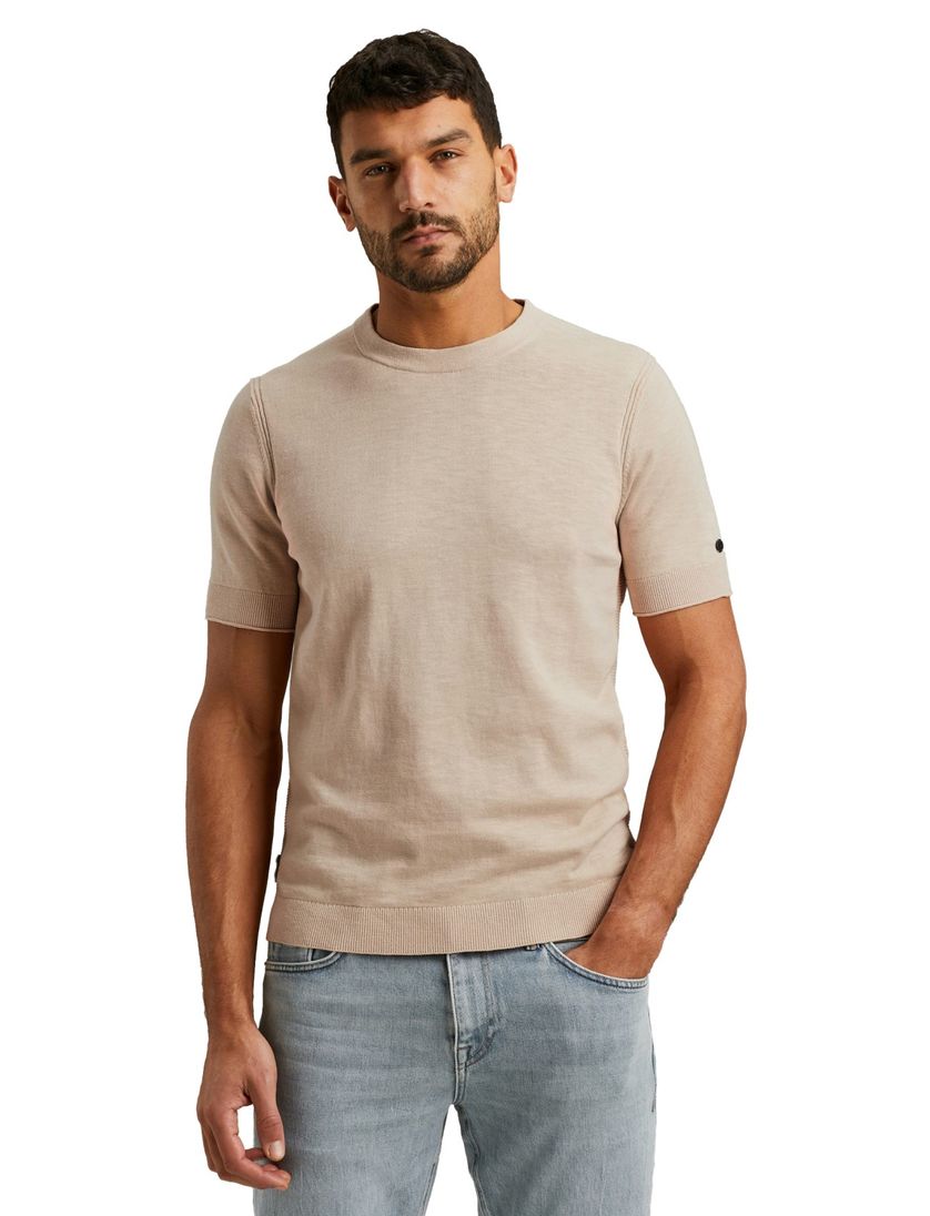 T-shirt Cast Iron oranje korte mouwen gebreid