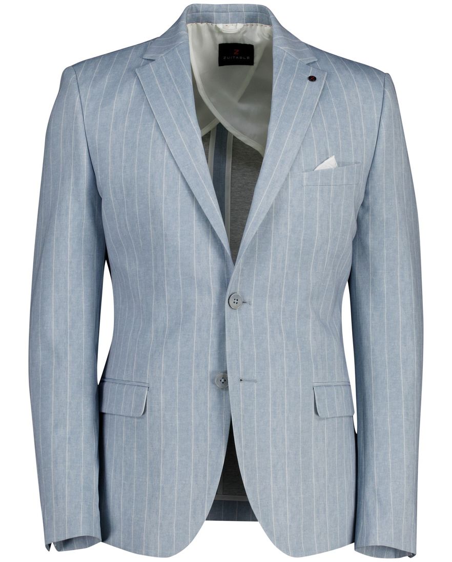 Zuitable DiNick mix en match colbert lichtblauw gestreept slim fit