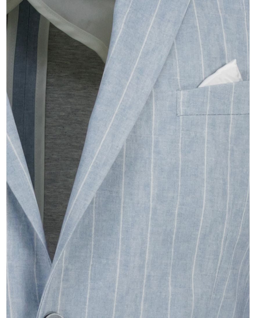 Zuitable DiNick mix en match colbert lichtblauw gestreept slim fit