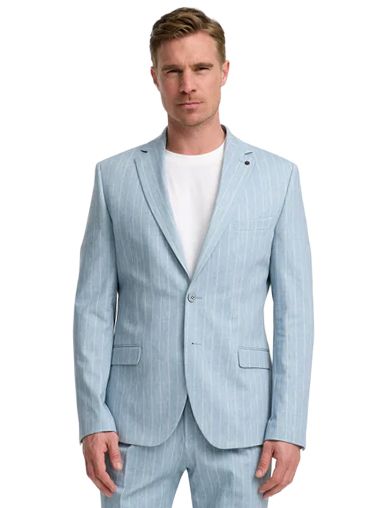 Zuitable Zuitable DiNick mix en match colbert lichtblauw gestreept slim fit