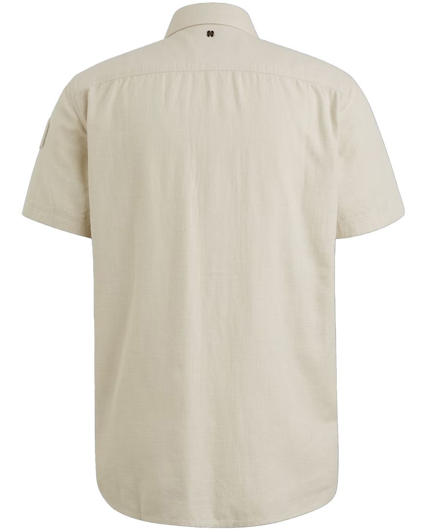 PME Legend overhemd beige korte mouw effen