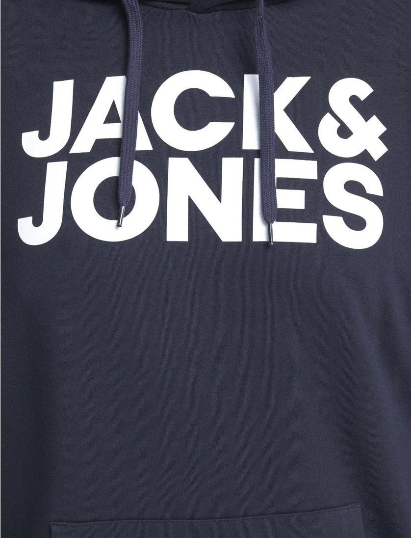 Hoodie Jack & Jones navy opdruk buidelzak