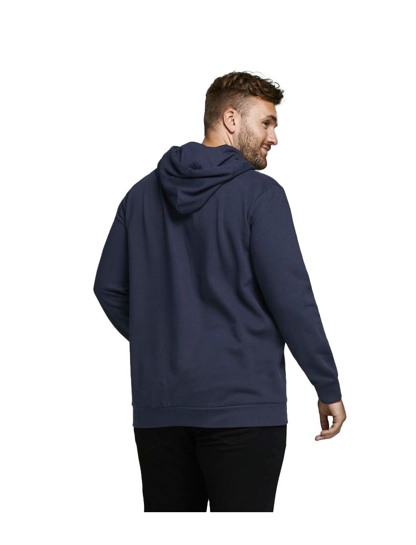 Hoodie Jack & Jones navy opdruk buidelzak